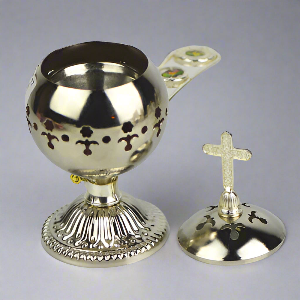Silver Metal Round Incense Burner