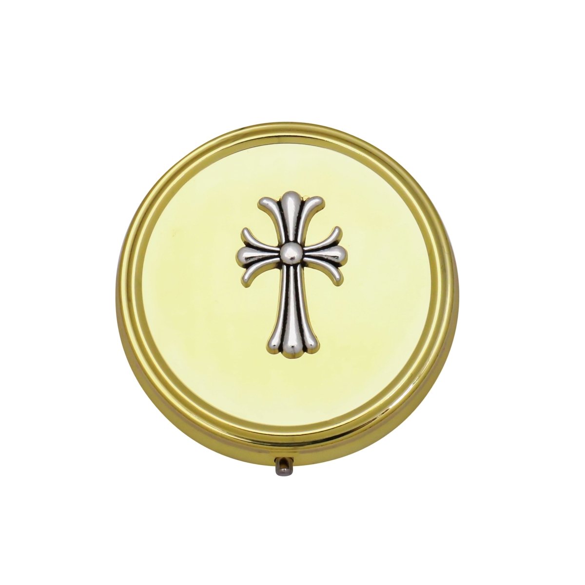 Economy Gold Pyx & Rosary Case - Silver Cross - JMJ Catholic Products#variant