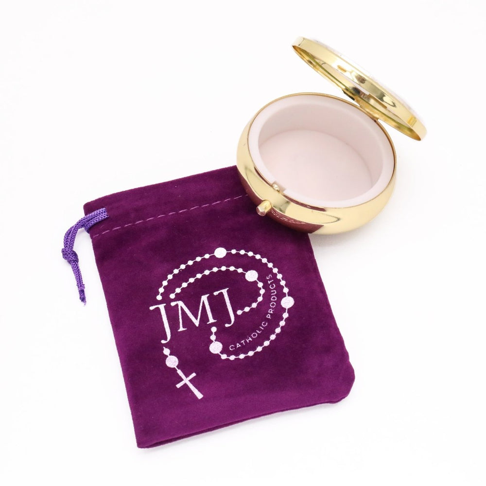 Economy Gold Pyx & Rosary Case - St Benedict Medal - JMJ Catholic Products#variant