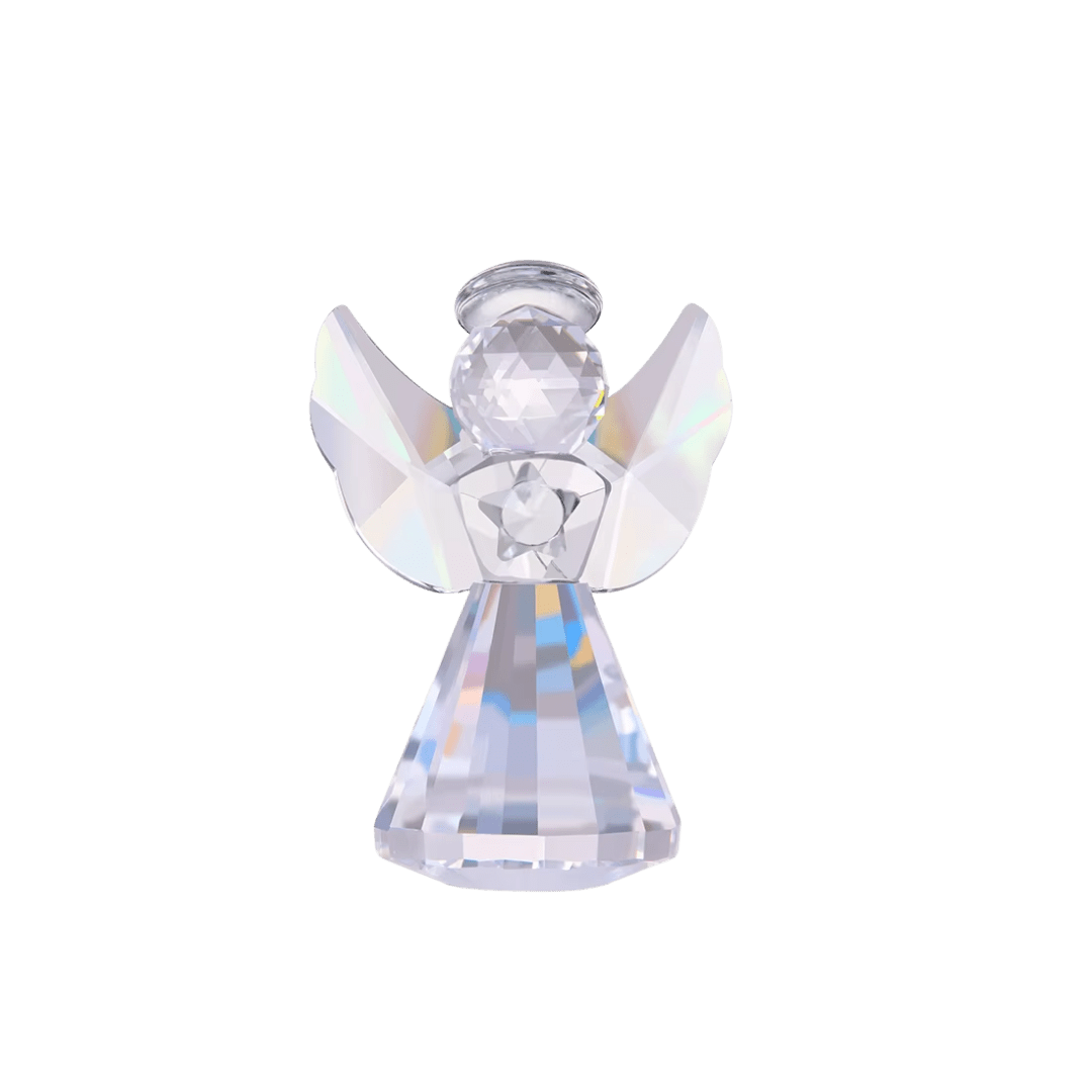 Elegant Crystal Angel Figurine — Clear or Gold Wings