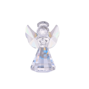 Elegant Crystal Angel Figurine — Clear or Gold Wings