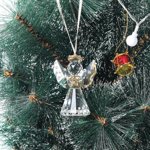 Elegant Crystal Angel Hanging Ornament — Gold Wings with Rhinestone Accents