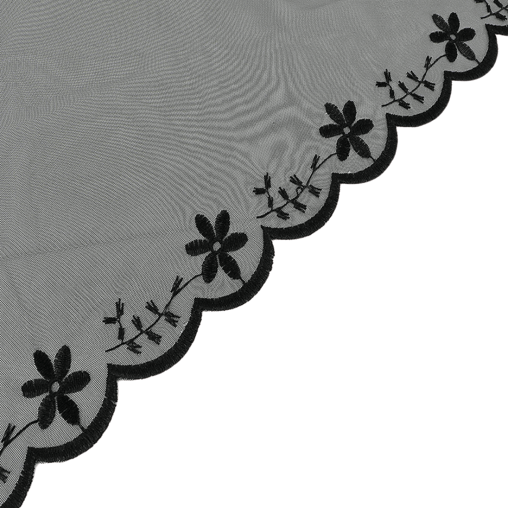 Elegant Floral Sheer Lace Mantilla Veil — Black or White - JMJ Catholic Productsvariant