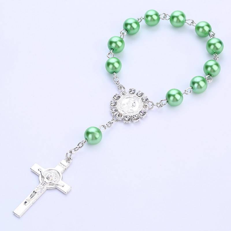 Elegant Silver and Coloured Bead Decade Rosary - Available in 10 Colours - JMJ Catholic Productsvariant