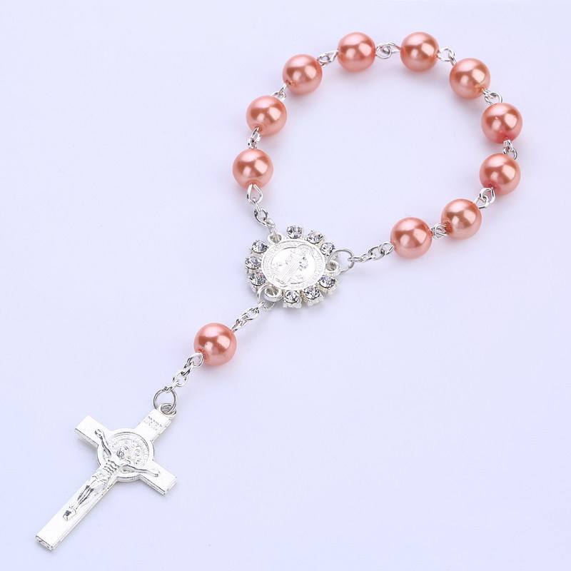 Elegant Silver and Coloured Bead Decade Rosary - Available in 10 Colours - JMJ Catholic Productsvariant