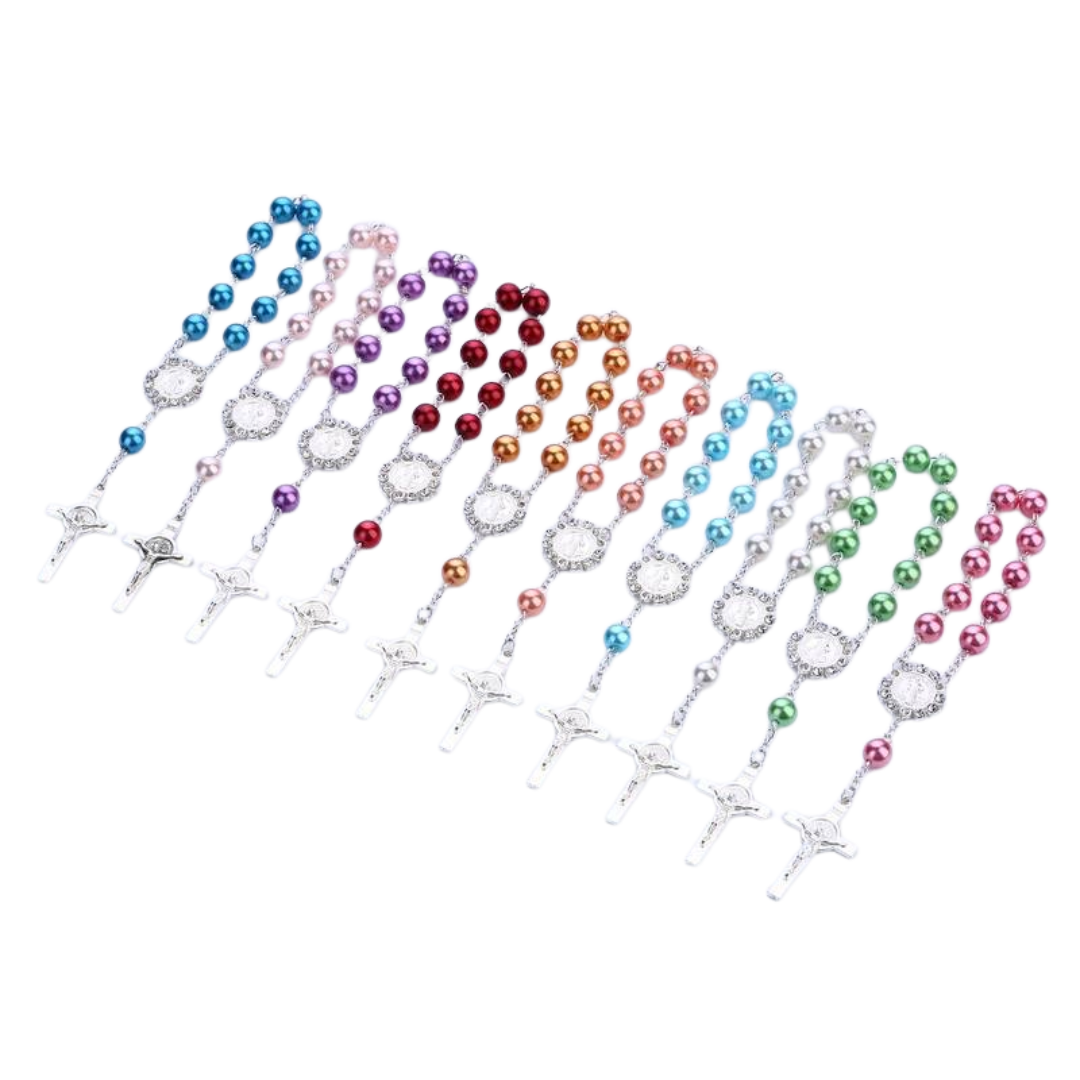 Elegant Silver and Coloured Bead Decade Rosary - Available in 10 Colours - JMJ Catholic Productsvariant