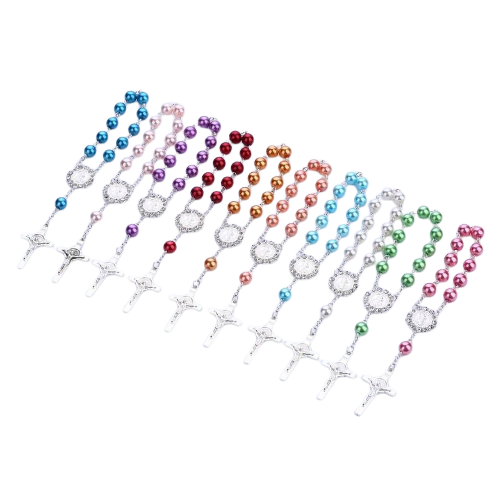 Elegant Silver and Coloured Bead Decade Rosary - Available in 10 Colours - JMJ Catholic Productsvariant