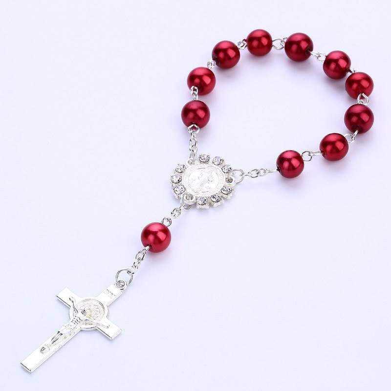 Elegant Silver and Coloured Bead Decade Rosary - Available in 10 Colours - JMJ Catholic Productsvariant
