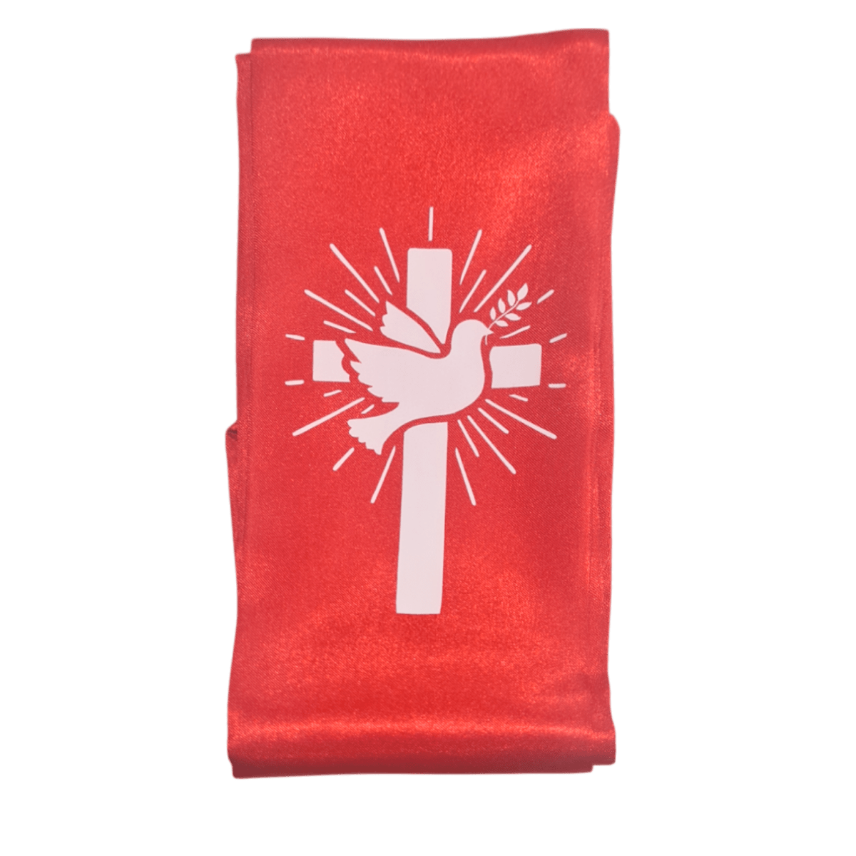 Embroidered Confirmation Stole for Children — Crucifix with Dove and Rays of Light - JMJ Catholic Productsvariant