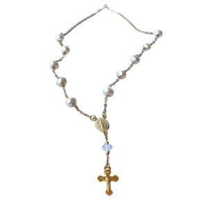 Fine Freshwater Pearl & Swarovski Crystal Necklace — Miraculous Medal, Australian Made - image 4