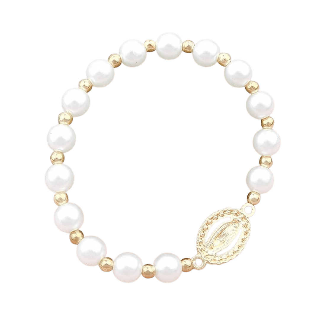 First Communion Virgin Mary Charm Rosary Bracelet - JMJ Catholic Productsvariant