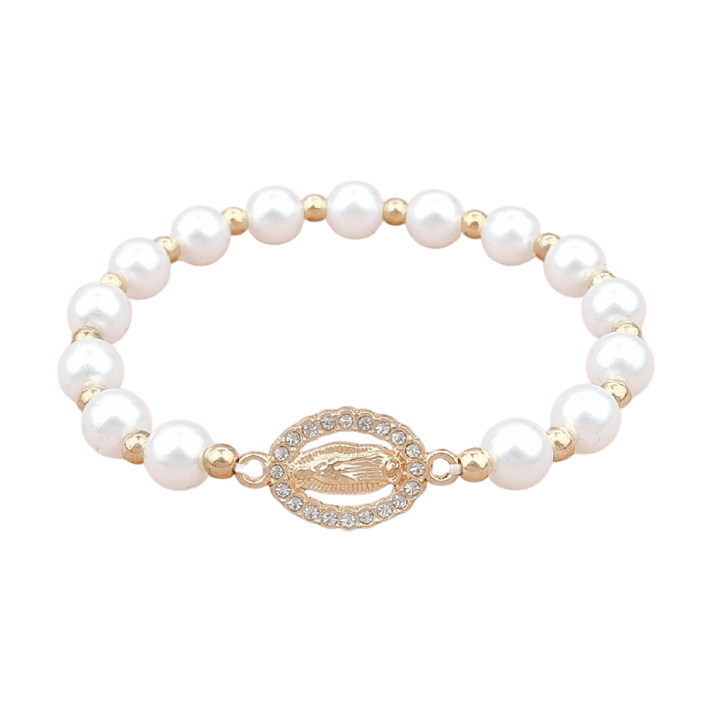 First Communion Virgin Mary Charm Rosary Bracelet - JMJ Catholic Productsvariant