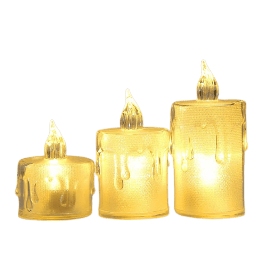 Flameless LED Devotional Candle Set — Realistic Tear-Drip Design (Set of 3) - JMJ Catholic Productsvariant