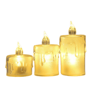 Flameless LED Devotional Candle Set — Realistic Tear-Drip Design (Set of 3)