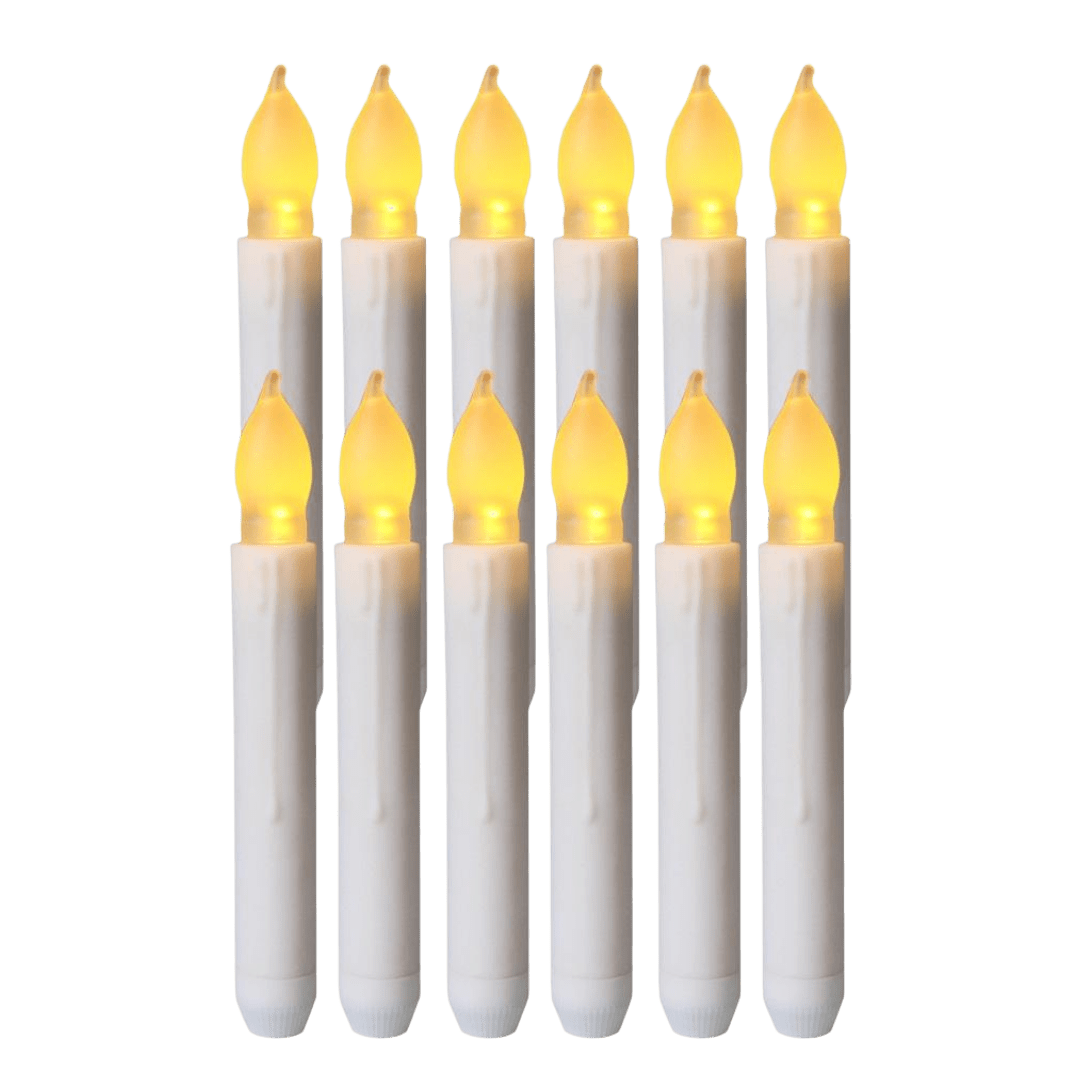 Flameless LED Taper Candle Set — Realistic Flame Effect (Pack of 12) - JMJ Catholic Productsvariant