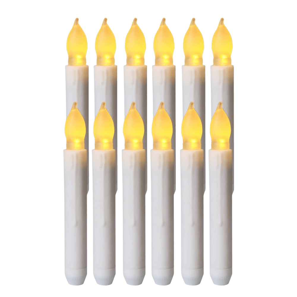 Flameless LED Taper Candle Set — Realistic Flame Effect (Pack of 12) - JMJ Catholic Productsvariant
