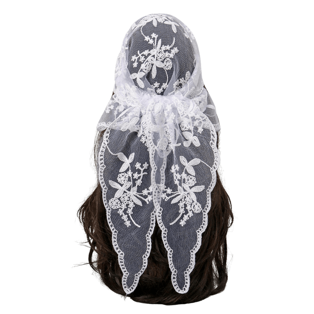 Floral Lace Mantilla — Black or White - JMJ Catholic Productsvariant