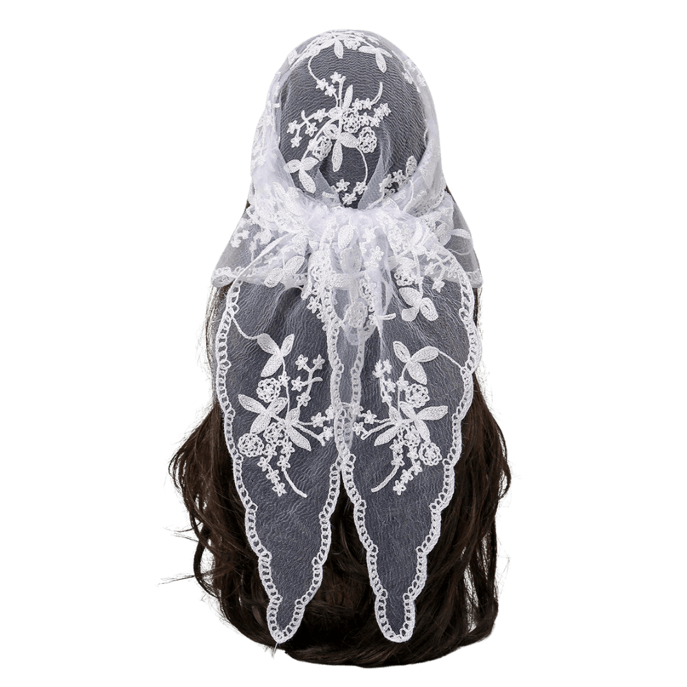 Floral Lace Mantilla — Black or White - JMJ Catholic Productsvariant
