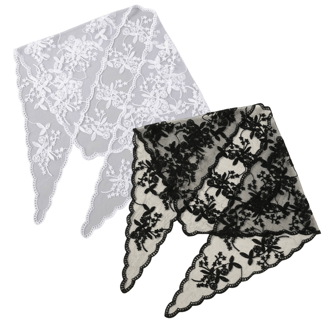 Floral Lace Mantilla — Black or White - JMJ Catholic Productsvariant
