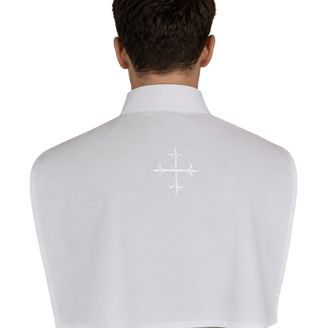 Front-Wrap Amice with Ties — White or Red Crucifix - JMJ Catholic Productsvariant