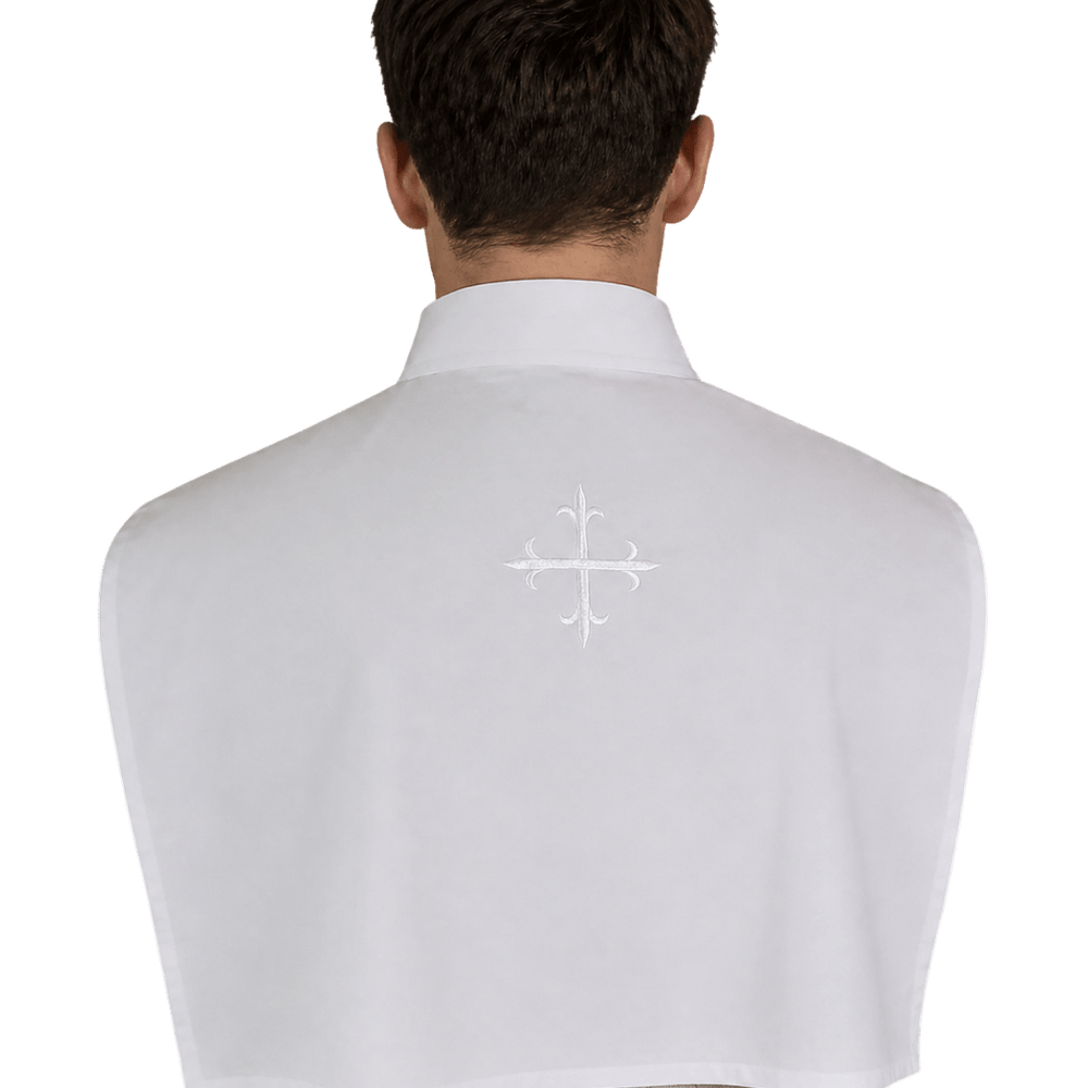 Front-Wrap Amice with Ties — White or Red Crucifix - JMJ Catholic Productsvariant