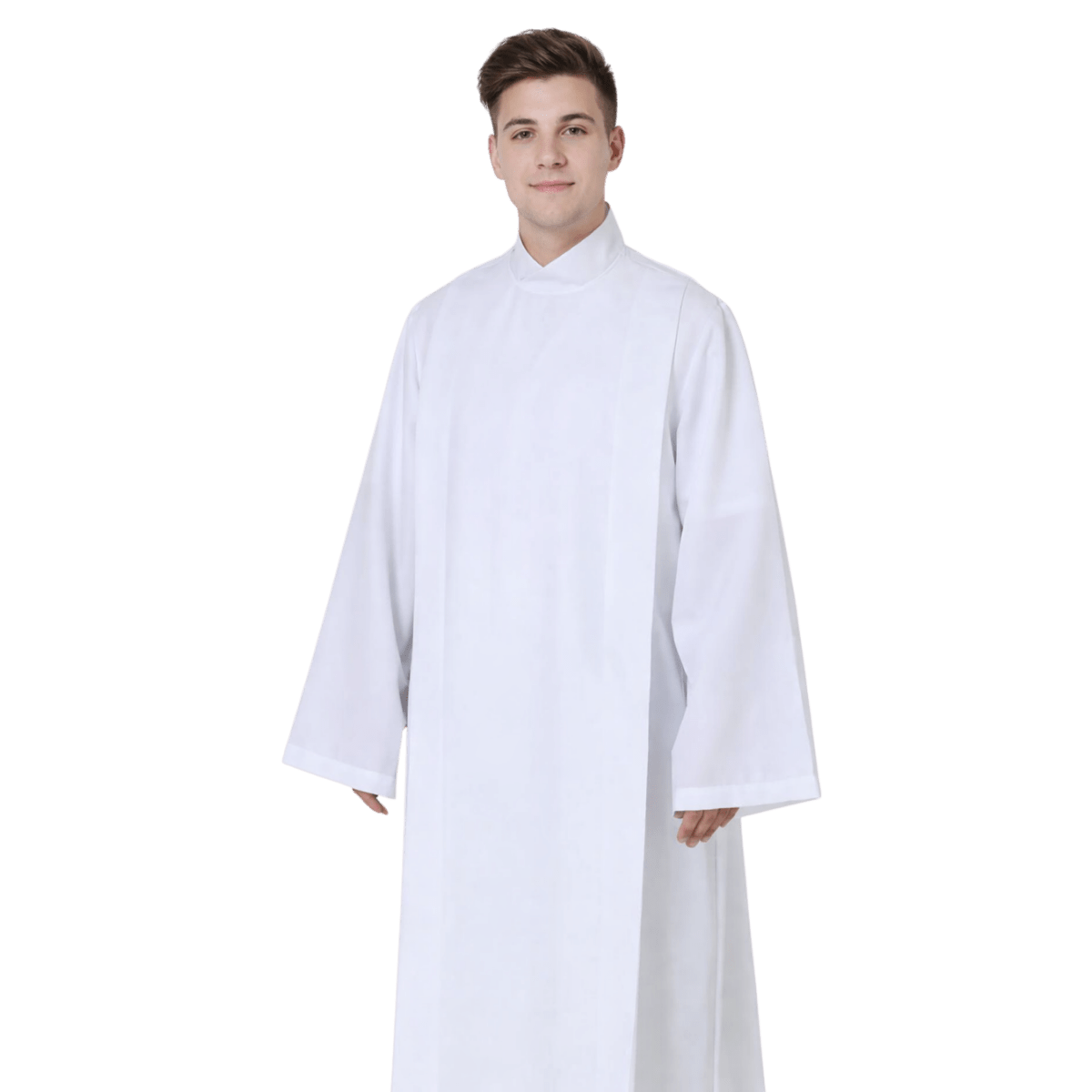 Front-Wrap White Clergy Cassock Alb (5 Sizes)
