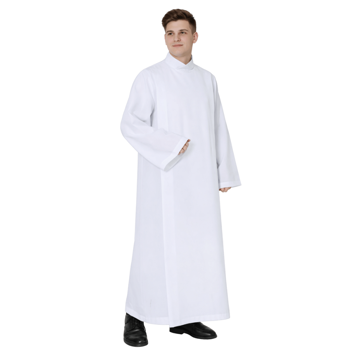Front-Wrap White Clergy Cassock Alb (5 Sizes) - JMJ Catholic Productsvariant