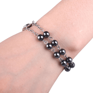 Genuine Polished Hematite Decade Rosary Bracelet, Adjustable - image 5