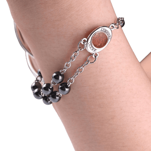 Genuine Polished Hematite Decade Rosary Bracelet, Adjustable - image 3