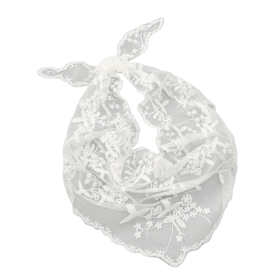 Girl's Lace Mantilla Veil — Floral White