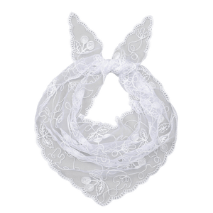 Girl's Lace Mantilla Veil — Floral White - image 4