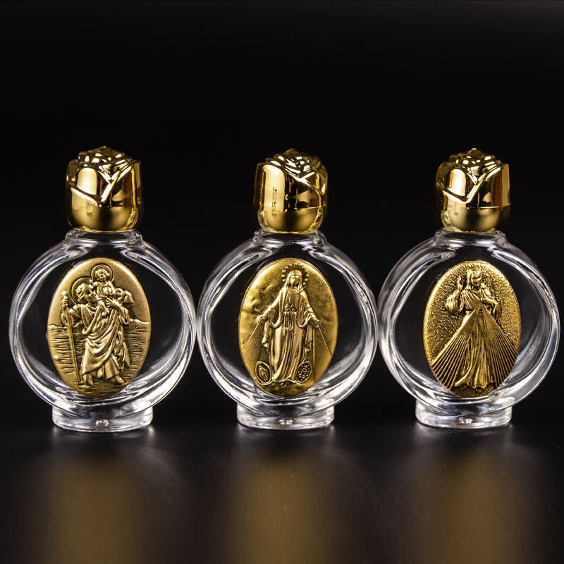 Glass Holy Water Bottle – Gold (3 Styles) - JMJ Catholic Productsvariant