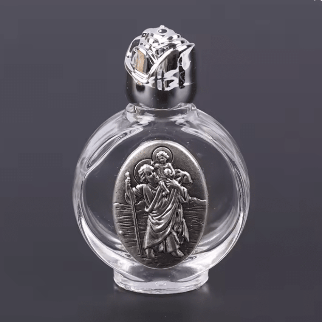 Glass Holy Water Bottle – Silver (3 Styles)