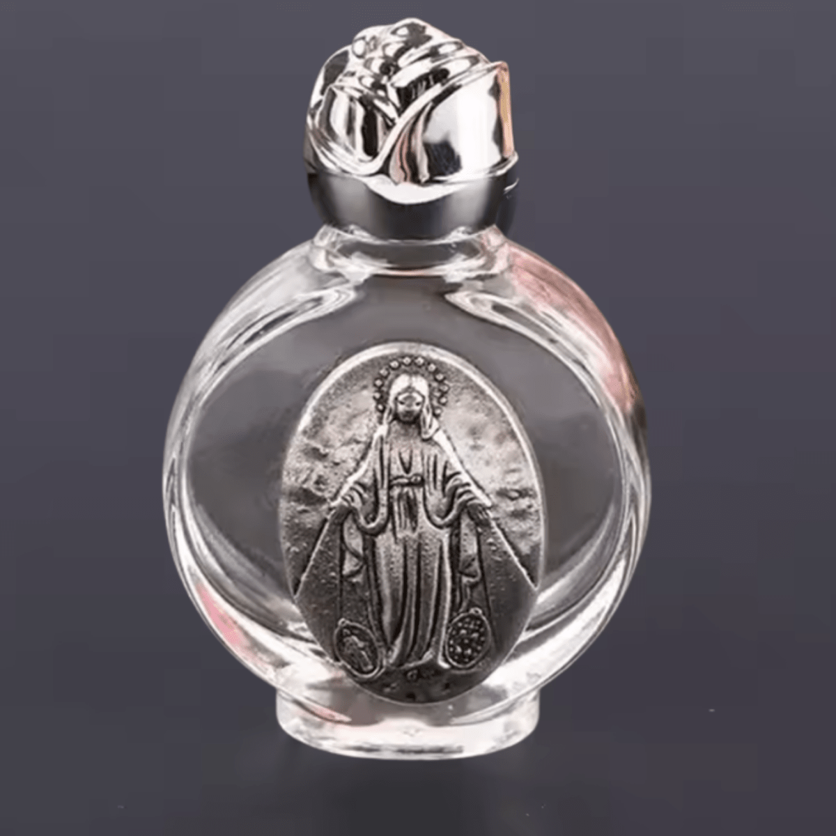 Glass Holy Water Bottle – Silver (3 Styles) - JMJ Catholic Productsvariant