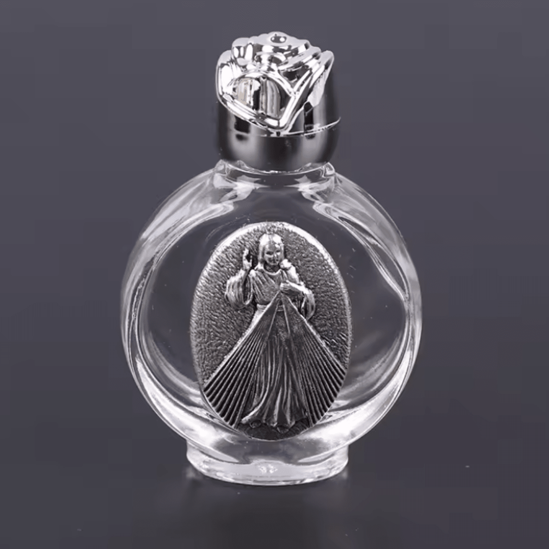 Glass Holy Water Bottle – Silver (3 Styles) - JMJ Catholic Productsvariant