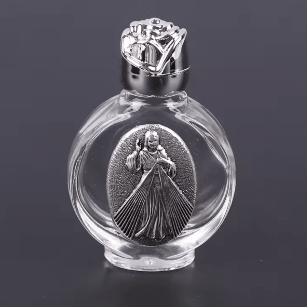 Glass Holy Water Bottle – Silver (3 Styles) - JMJ Catholic Productsvariant