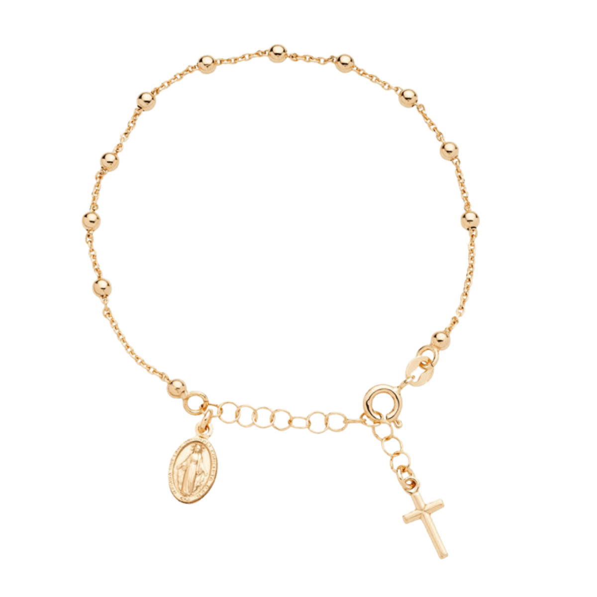 Gold Plated Beaded Rosary Bracelet – Adjustable