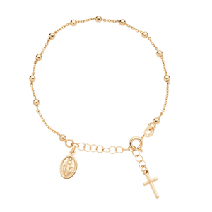 Adjustable gold plated beaded rosary bracelet