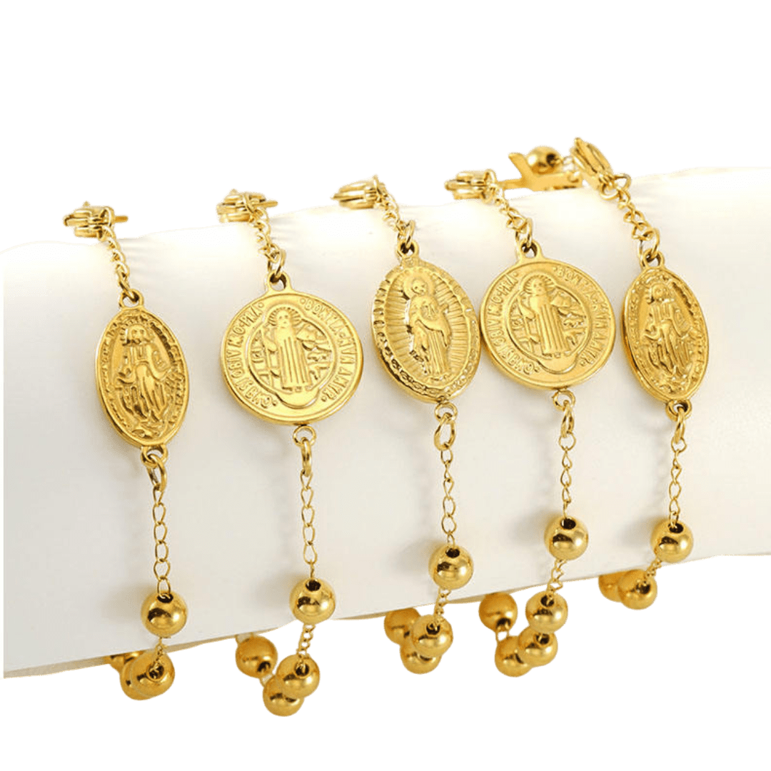 Gold-Plated Icon Bracelet (5 Styles) - Our Lady, Sacred Heart, St Benedict, St Jude - JMJ Catholic Productsvariant