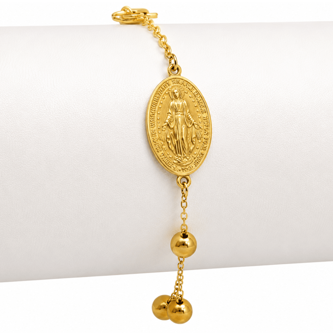 Gold-Plated Icon Bracelet (5 Styles) - Our Lady, Sacred Heart, St Benedict, St Jude - JMJ Catholic Productsvariant