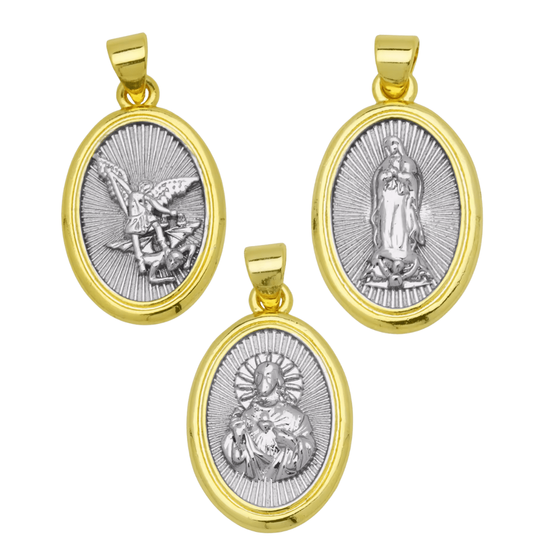 Gold-Plated Religious Medal Pendant Necklace – 3 Styles Available - JMJ Catholic Productsvariant