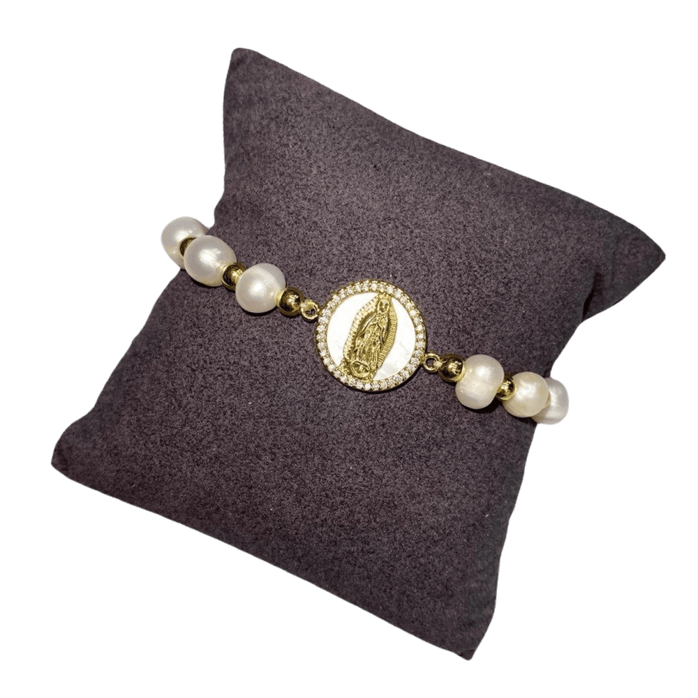 Gold Plated Virgin Mary Freshwater Cultured Pearl Bracelet - JMJ Catholic Productsvariant