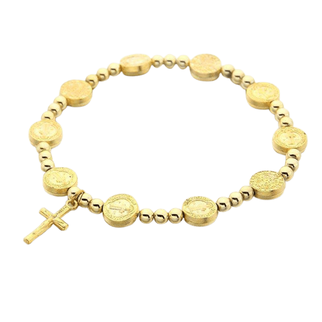 Gold Saint Benedict One Decade Rosary Bracelet - JMJ Catholic Productsvariant