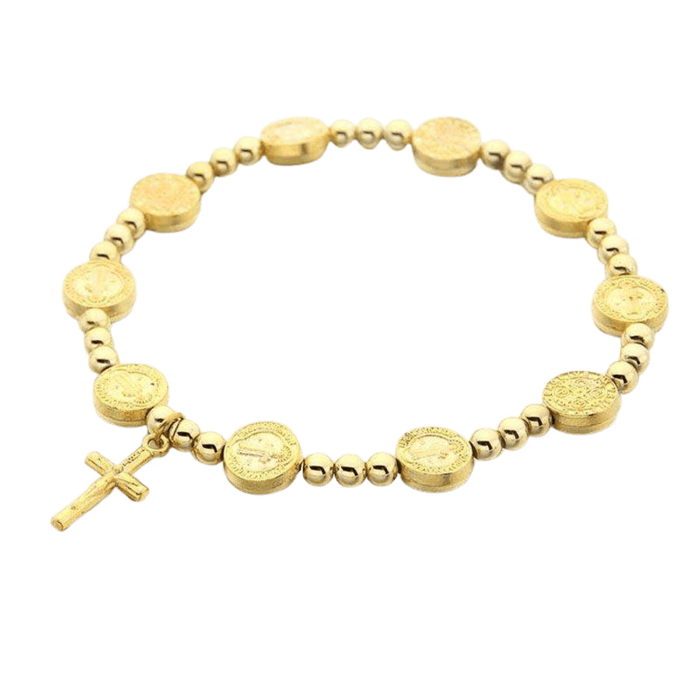 Gold Saint Benedict One Decade Rosary Bracelet - JMJ Catholic Productsvariant