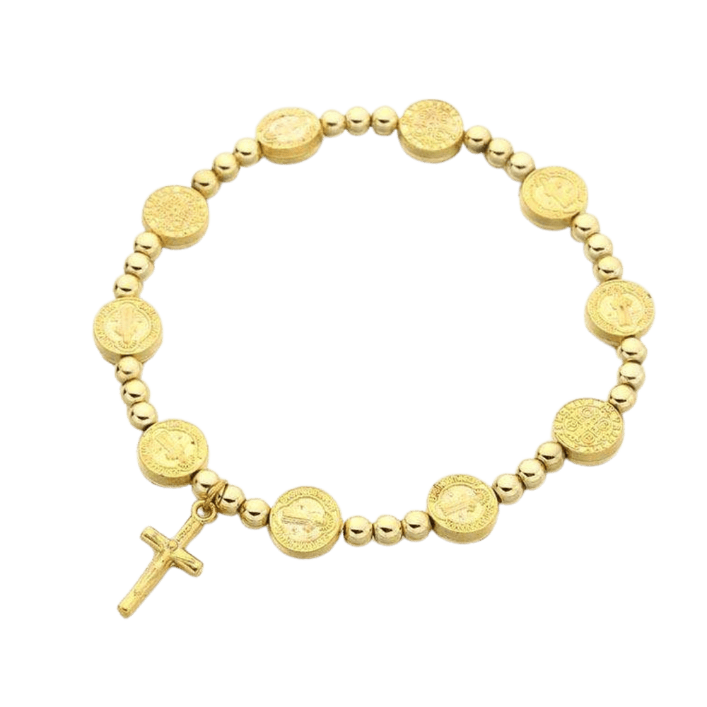 Gold Saint Benedict One Decade Rosary Bracelet - JMJ Catholic Productsvariant