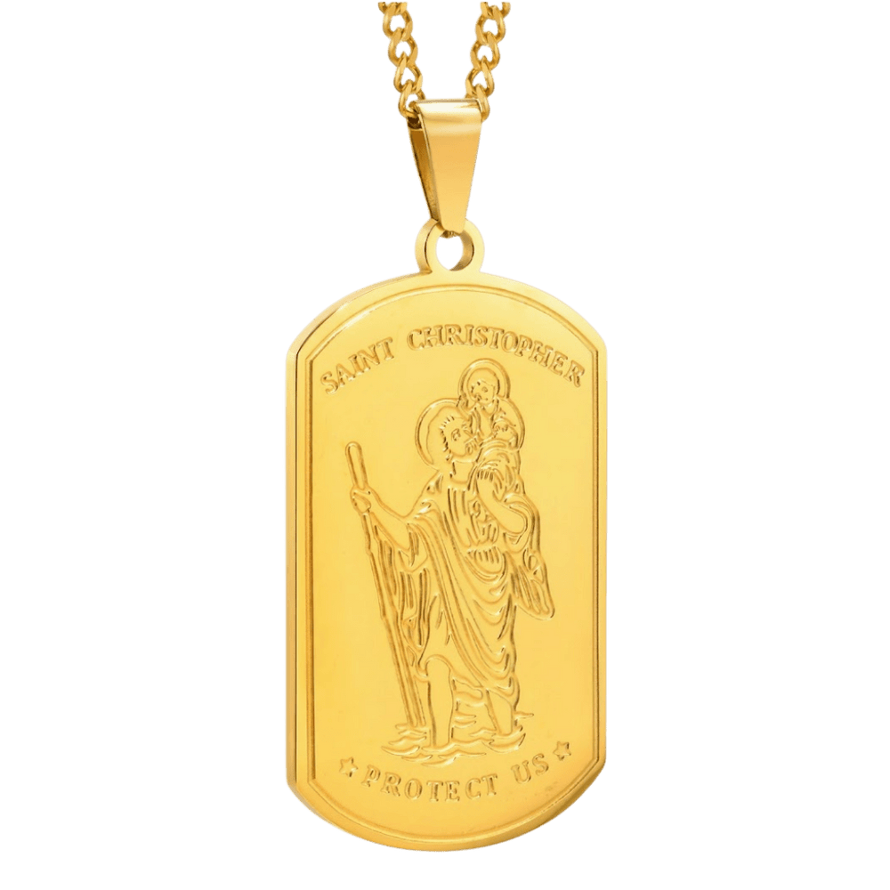 Gold St. Christopher Pendant Stainless Steel Necklace - JMJ Catholic Productsvariant