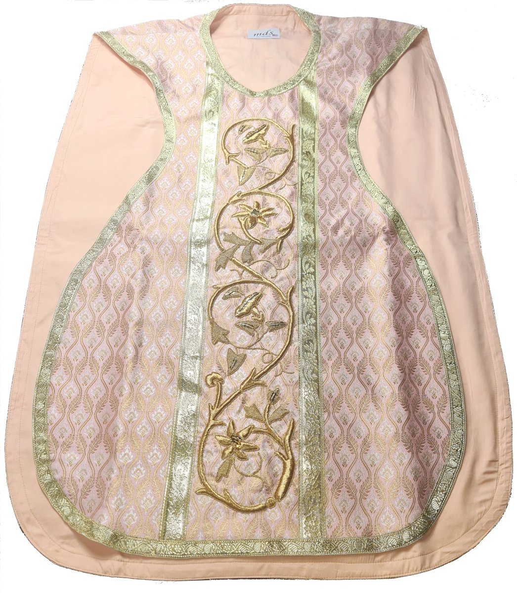 Hand Embroidered Roman Chasuble Set — Rose - JMJ Catholic Productsvariant