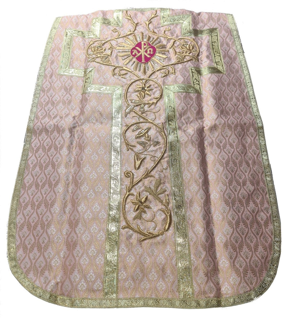 Hand Embroidered Roman Chasuble Set — Rose - JMJ Catholic Productsvariant