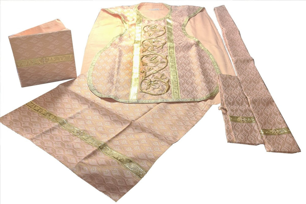 Hand Embroidered Roman Chasuble Set — Rose - JMJ Catholic Productsvariant