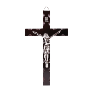 Hanging Wooden Crucifix with Metal Corpus (Large) — Gold or Silver Corpus